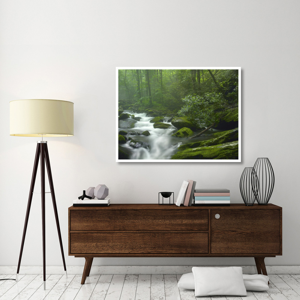 Roaring Fork River flowing through forest in Great Smoky Mountains National Park, Tennessee-Paper Art-50&quotx38"