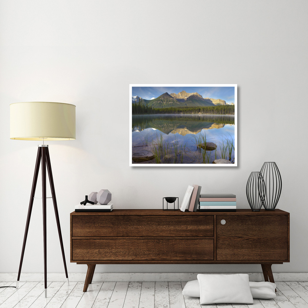 Bow Range and boreal forest reflected in Herbert Lake, Banff National Park, Alberta, Canada-Paper Art-42&quotx32"