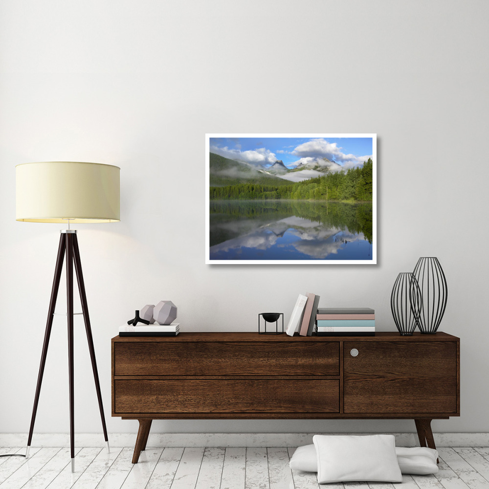 Fortress Mountain shrouded in clouds, reflected in lake, Kananaskis Country, Alberta, Canada-Paper Art-42&quotx32"