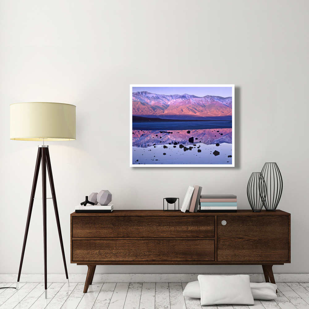 Panamint Range reflected in standing water at Badwater, Death Valley National Park, California-Paper Art-42&quotx32"