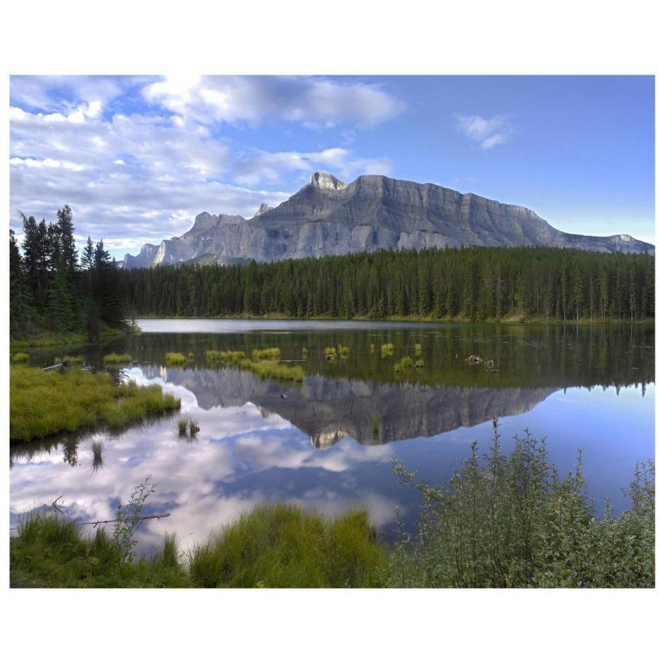Mount Rundle and boreal forest reflected in Johnson Lake, Banff National Park, Alberta, Canada-Paper Art-22&quotx18"