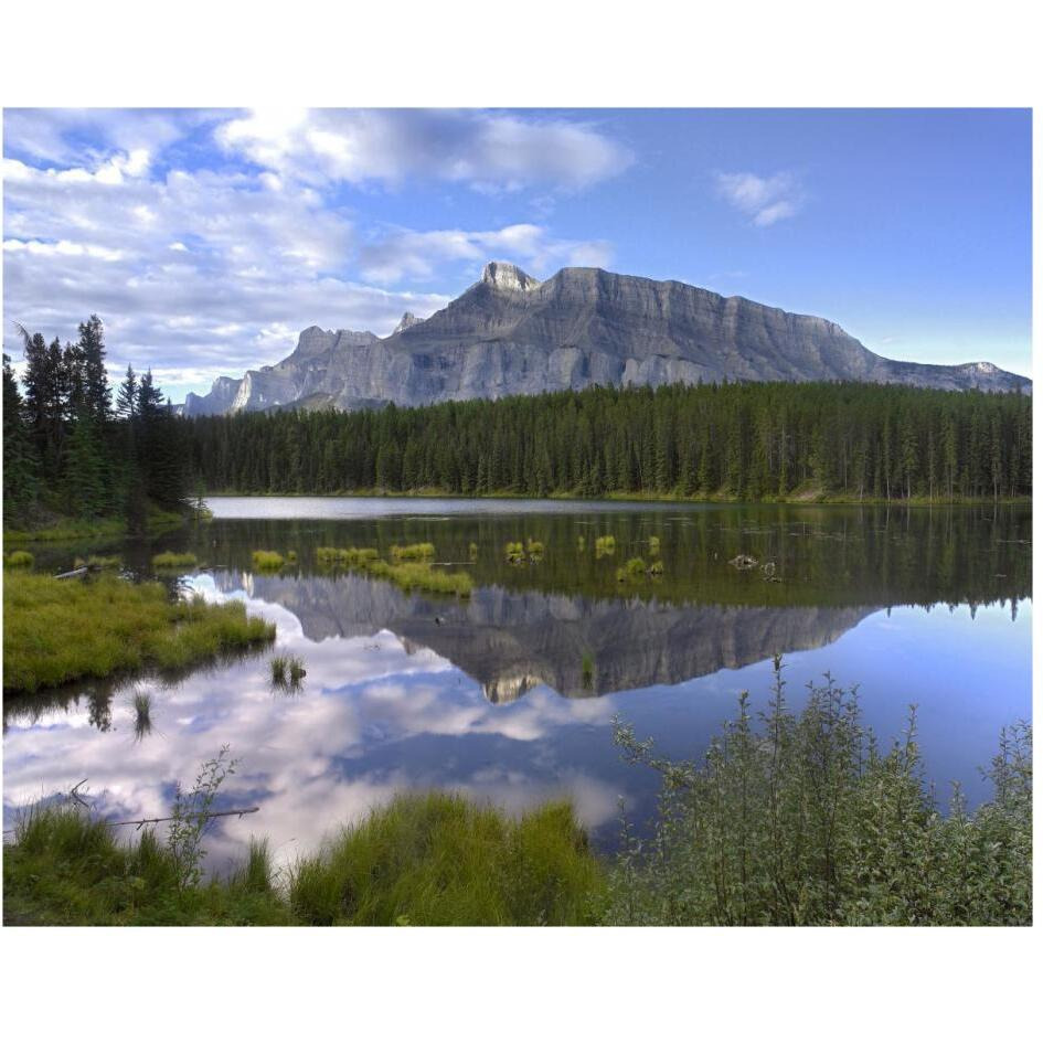 Mount Rundle and boreal forest reflected in Johnson Lake, Banff National Park, Alberta, Canada-Paper Art-30&quotx24"