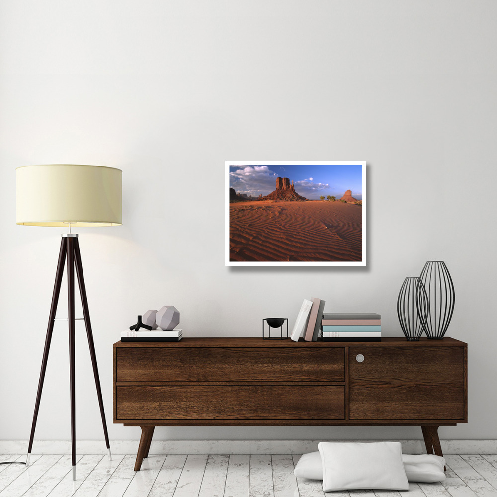 The east and west Mittens surrounded by rippled sand, Monument Valley Navajo Tribal Park, Arizona-Paper Art-34&quotx26"
