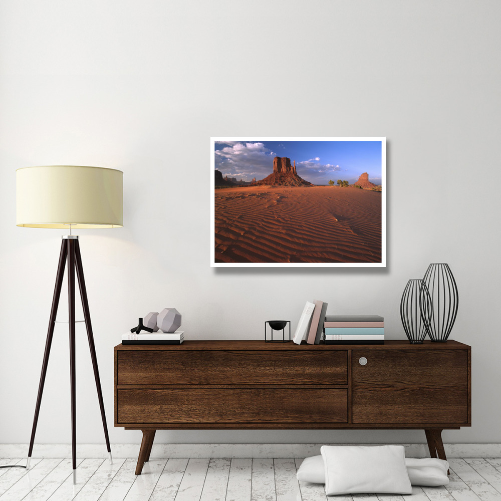 The east and west Mittens surrounded by rippled sand, Monument Valley Navajo Tribal Park, Arizona-Paper Art-42&quotx32"
