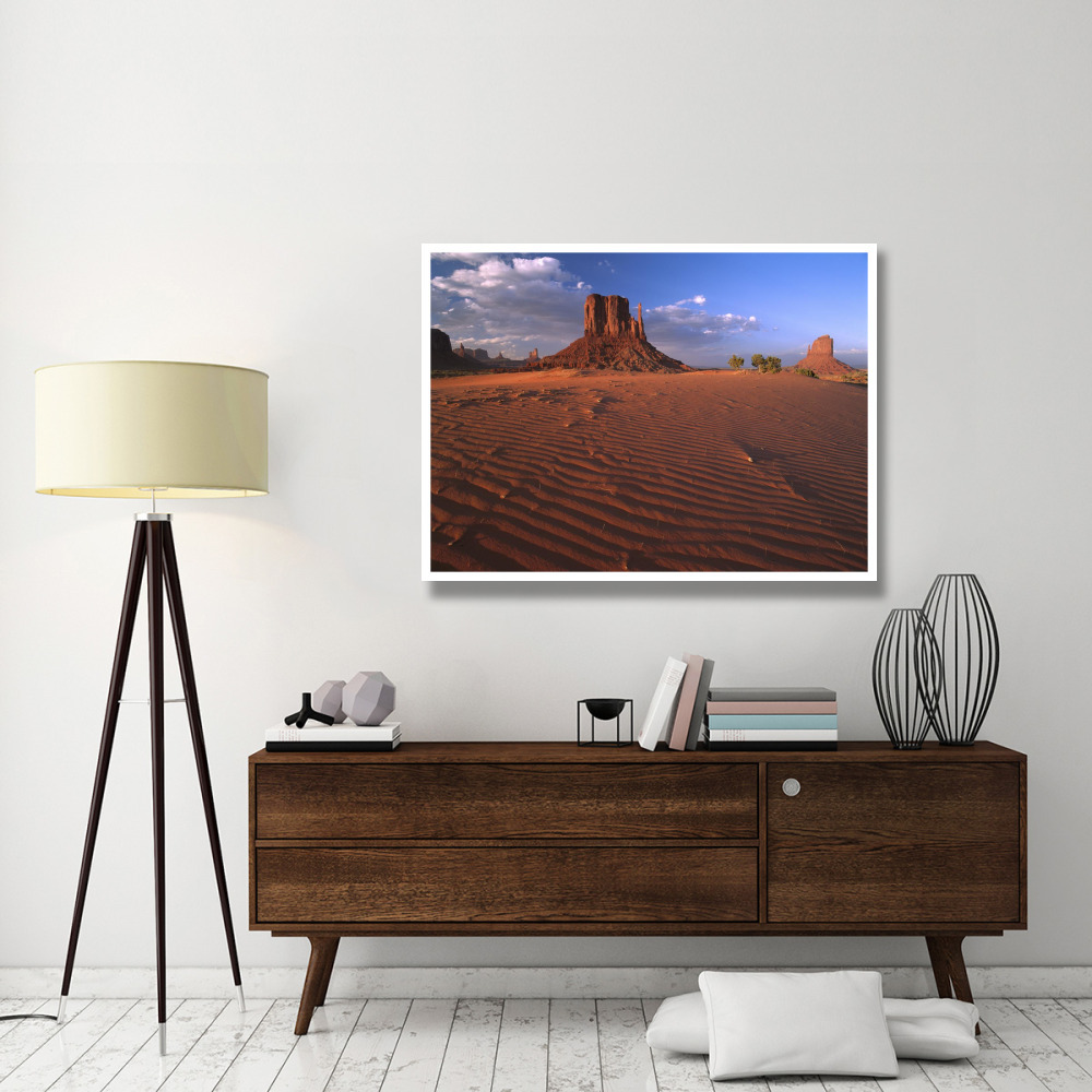 The east and west Mittens surrounded by rippled sand, Monument Valley Navajo Tribal Park, Arizona-Paper Art-50&quotx38"