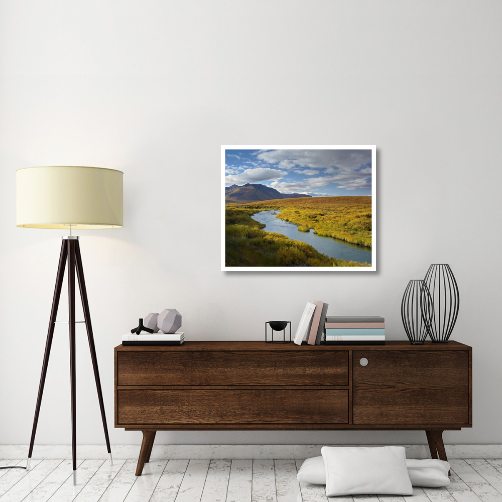 North Klondike River flowing through tundra beneath the Ogilvie Mountains, Yukon Territory, Canada-Paper Art-37&quotx30"