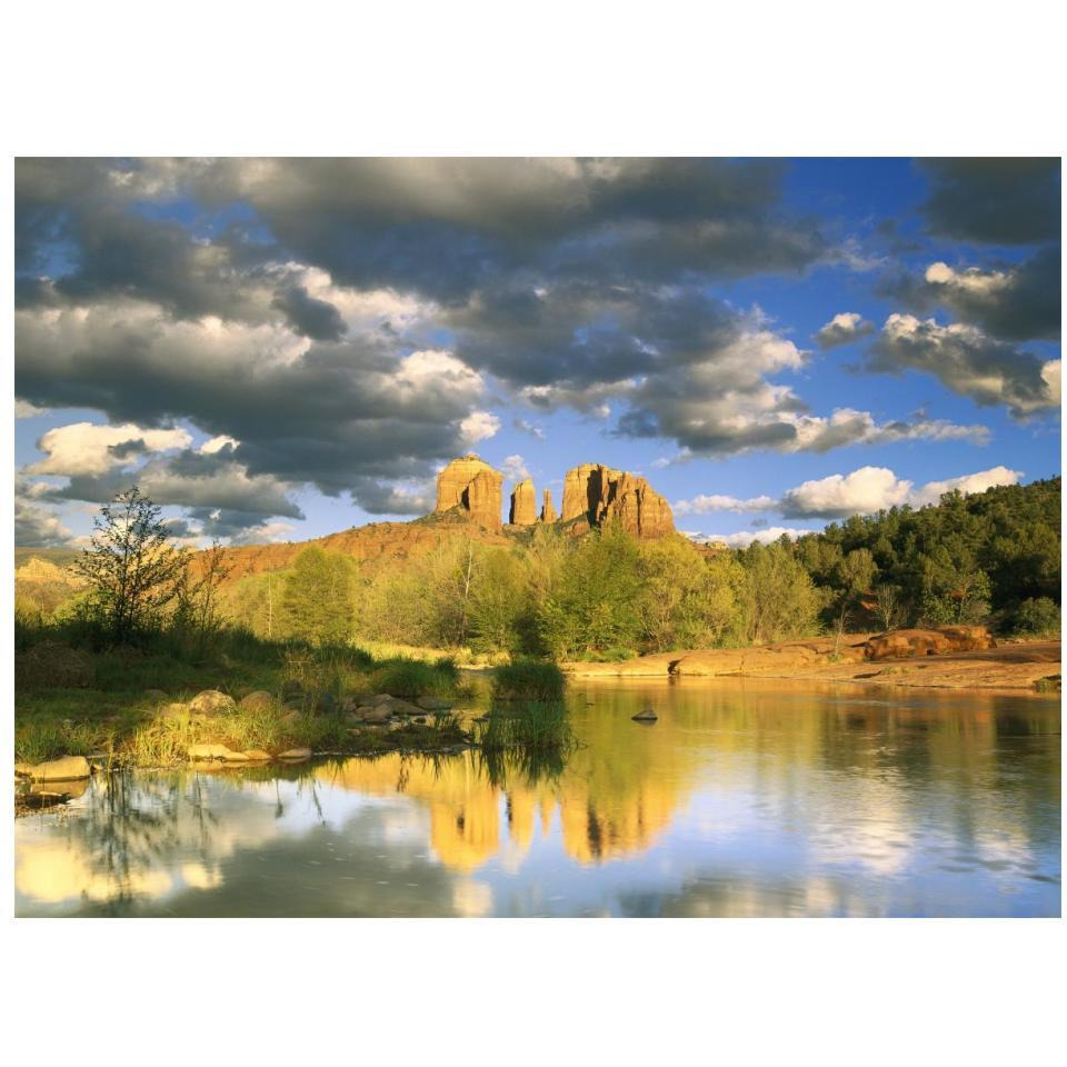 Cathedral Rock reflected in Oak Creek at Red Rock crossing, Red Rock State Park near Sedona, Arizona-Paper Art-18&quotx14"