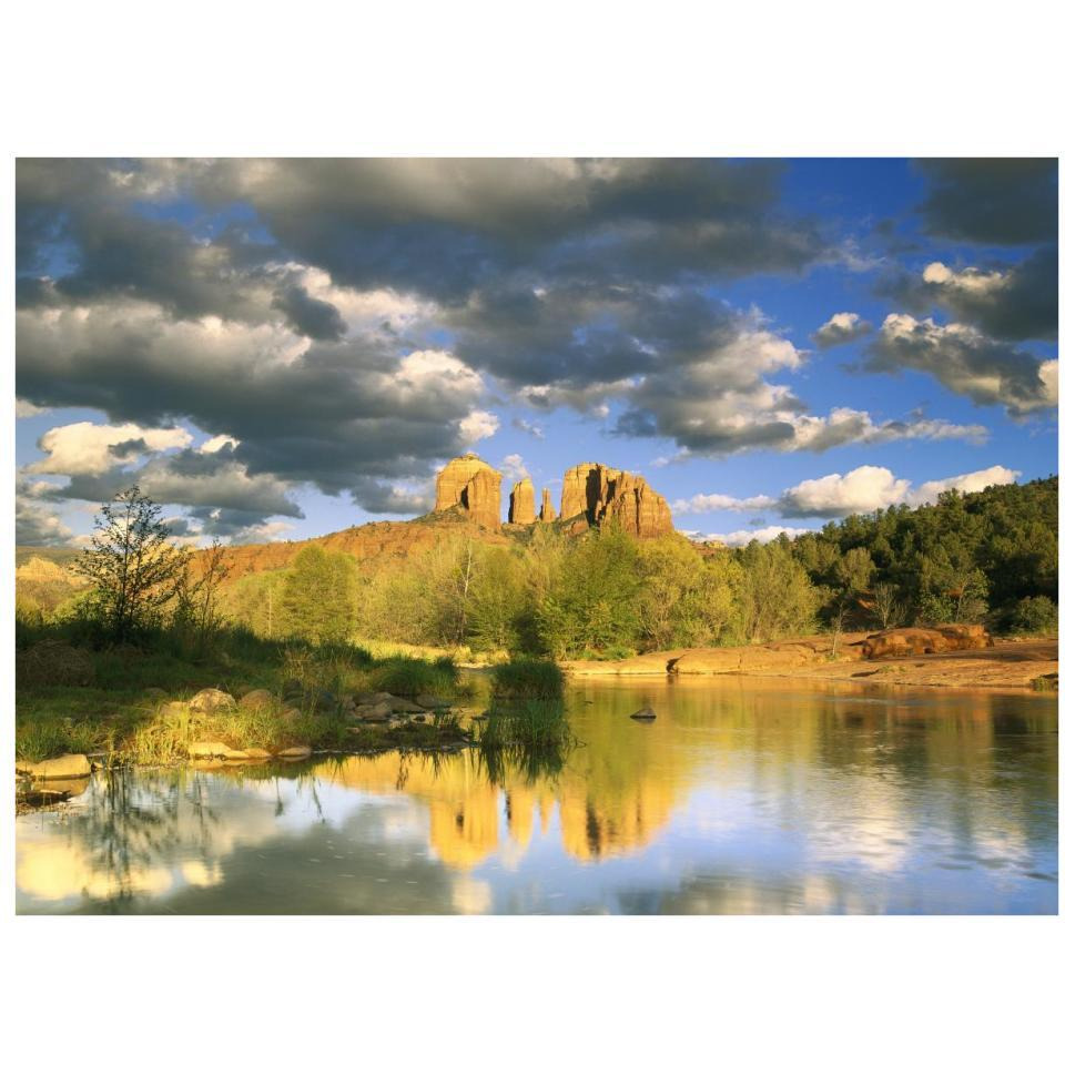 Cathedral Rock reflected in Oak Creek at Red Rock crossing, Red Rock State Park near Sedona, Arizona-Paper Art-34&quotx26"