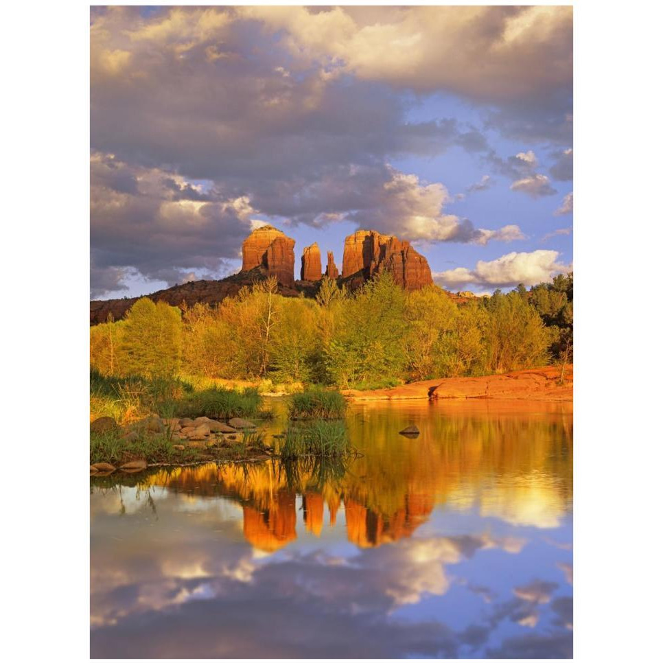 Cathedral Rock reflected in Oak Creek at Red Rock Crossing, Red Rock State Park near Sedona, Arizona-Paper Art-32&quotx42"