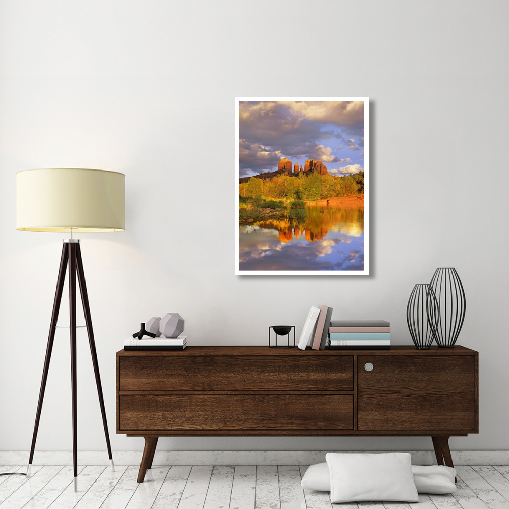 Cathedral Rock reflected in Oak Creek at Red Rock Crossing, Red Rock State Park near Sedona, Arizona-Paper Art-32&quotx42"