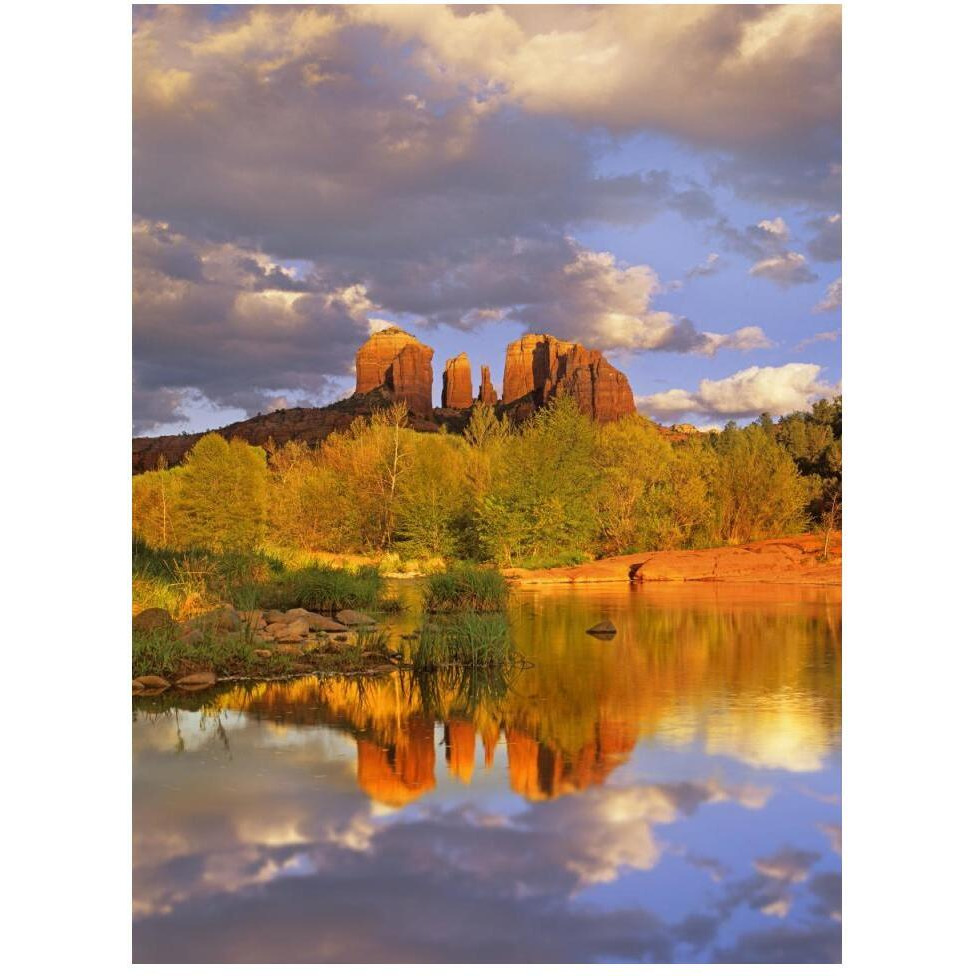 Cathedral Rock reflected in Oak Creek at Red Rock Crossing, Red Rock State Park near Sedona, Arizona-Paper Art-38&quotx50"
