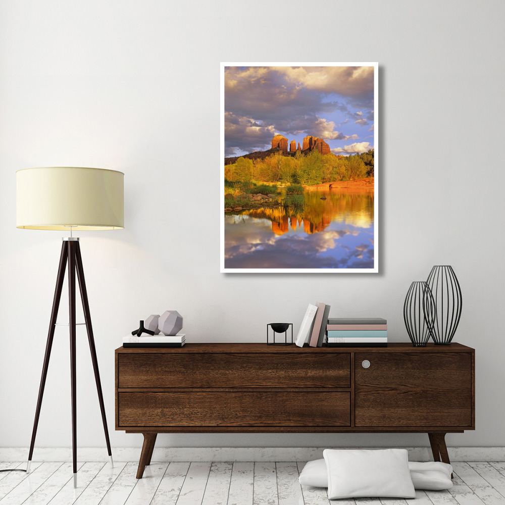 Cathedral Rock reflected in Oak Creek at Red Rock Crossing, Red Rock State Park near Sedona, Arizona-Paper Art-38&quotx50"