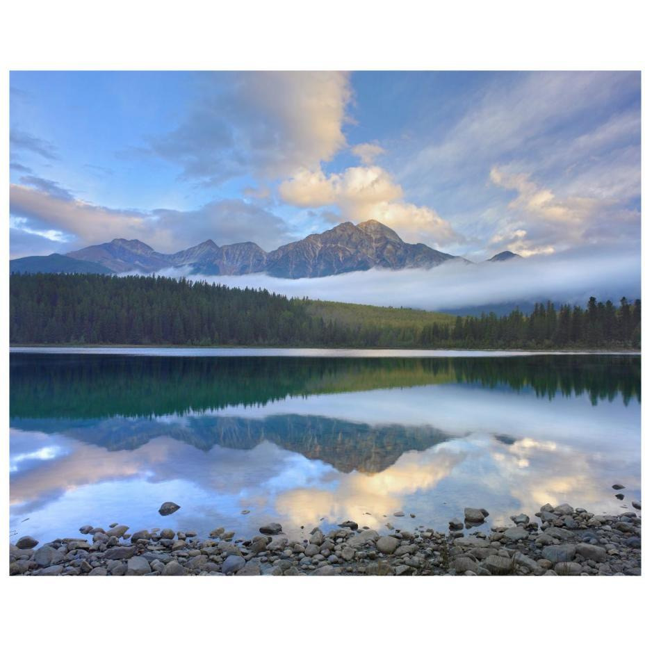Pyramid Mountain and boreal forest reflected in Patricia Lake, Jasper National Park, Alberta, Canada-Paper Art-22&quotx18"