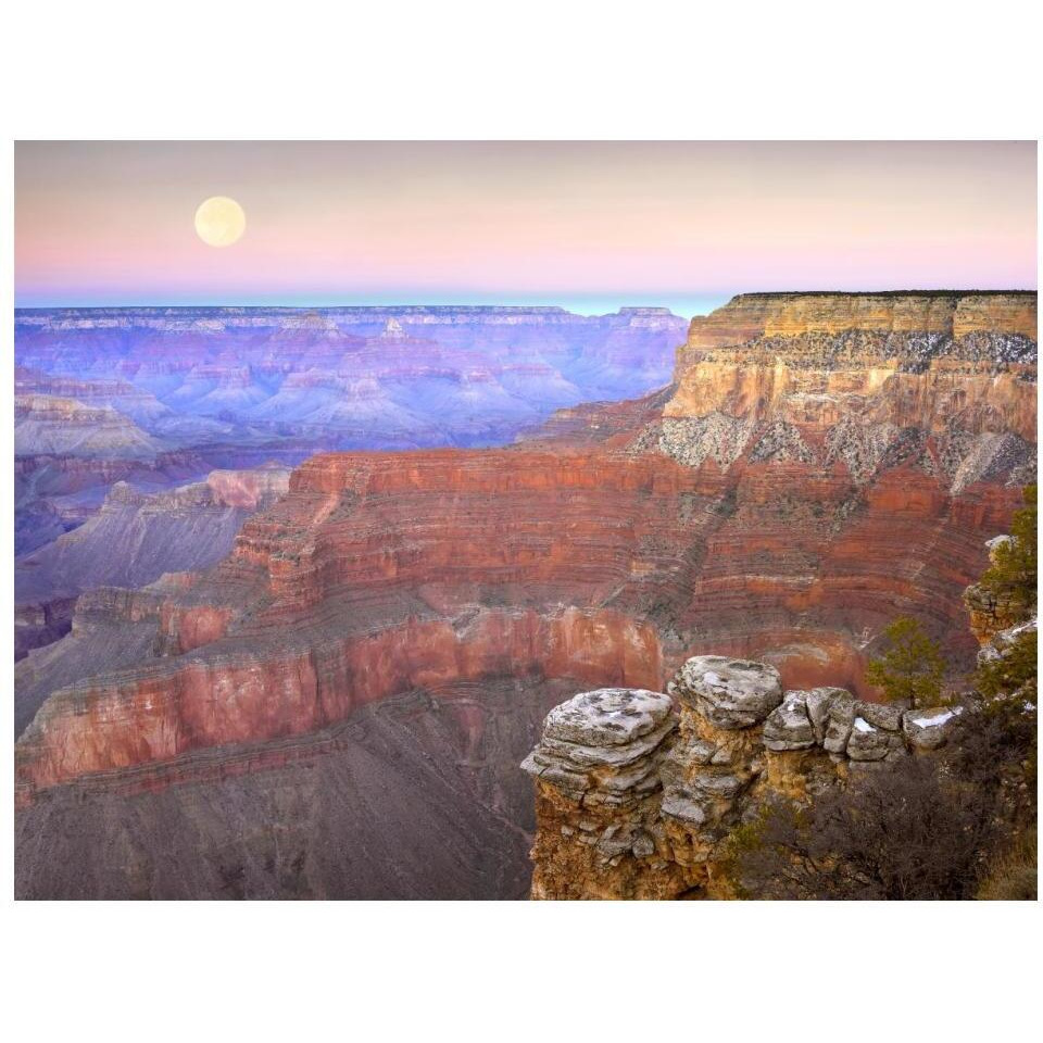 Full moon over the Grand Canyon at sunset as seen from Pima Point, Grand Canyon National Park, Arizona-Paper Art-18&quotx14"
