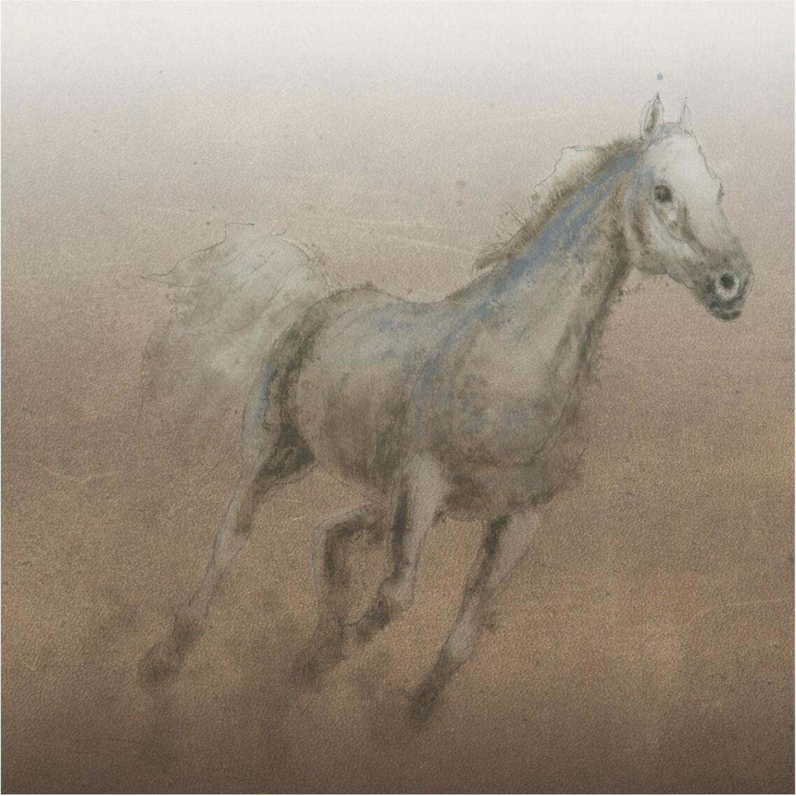Stallion I on Leather -Paper Art-38&quotx38"