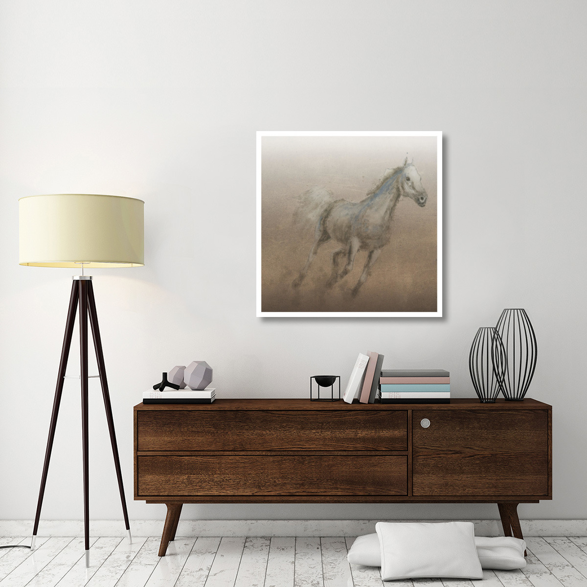 Stallion I on Leather -Paper Art-38&quotx38"