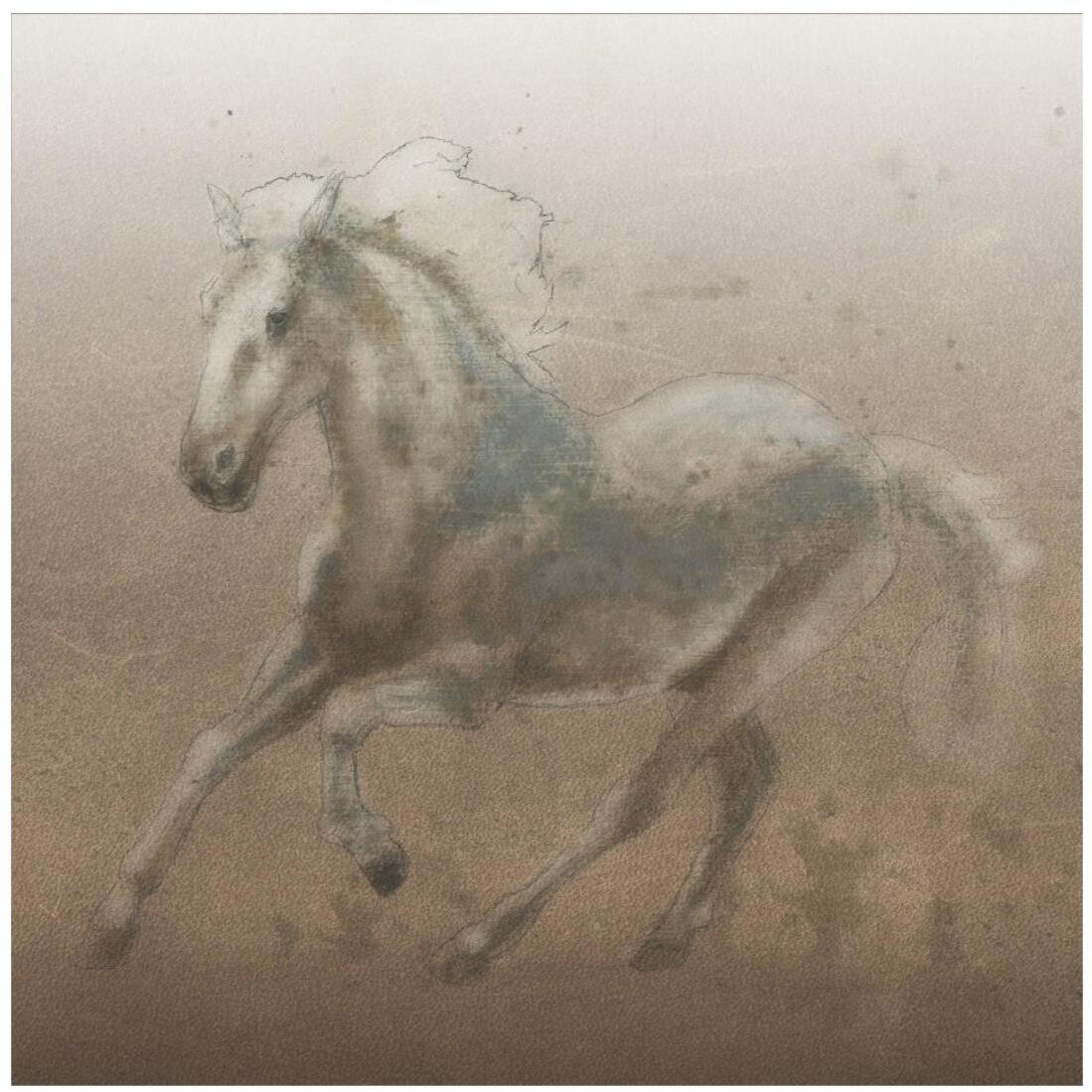 Stallion II on Leather -Paper Art-20&quotx20"