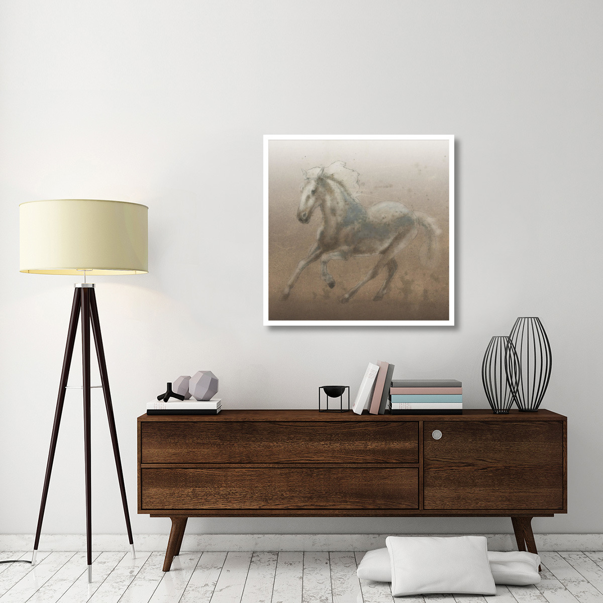 Stallion II on Leather -Paper Art-38&quotx38"