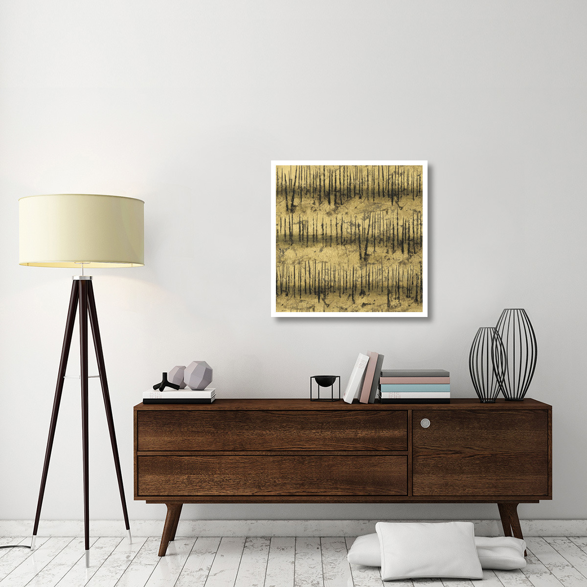 Golden Trees III Taupe Pattern II -Paper Art-32&quotx32"