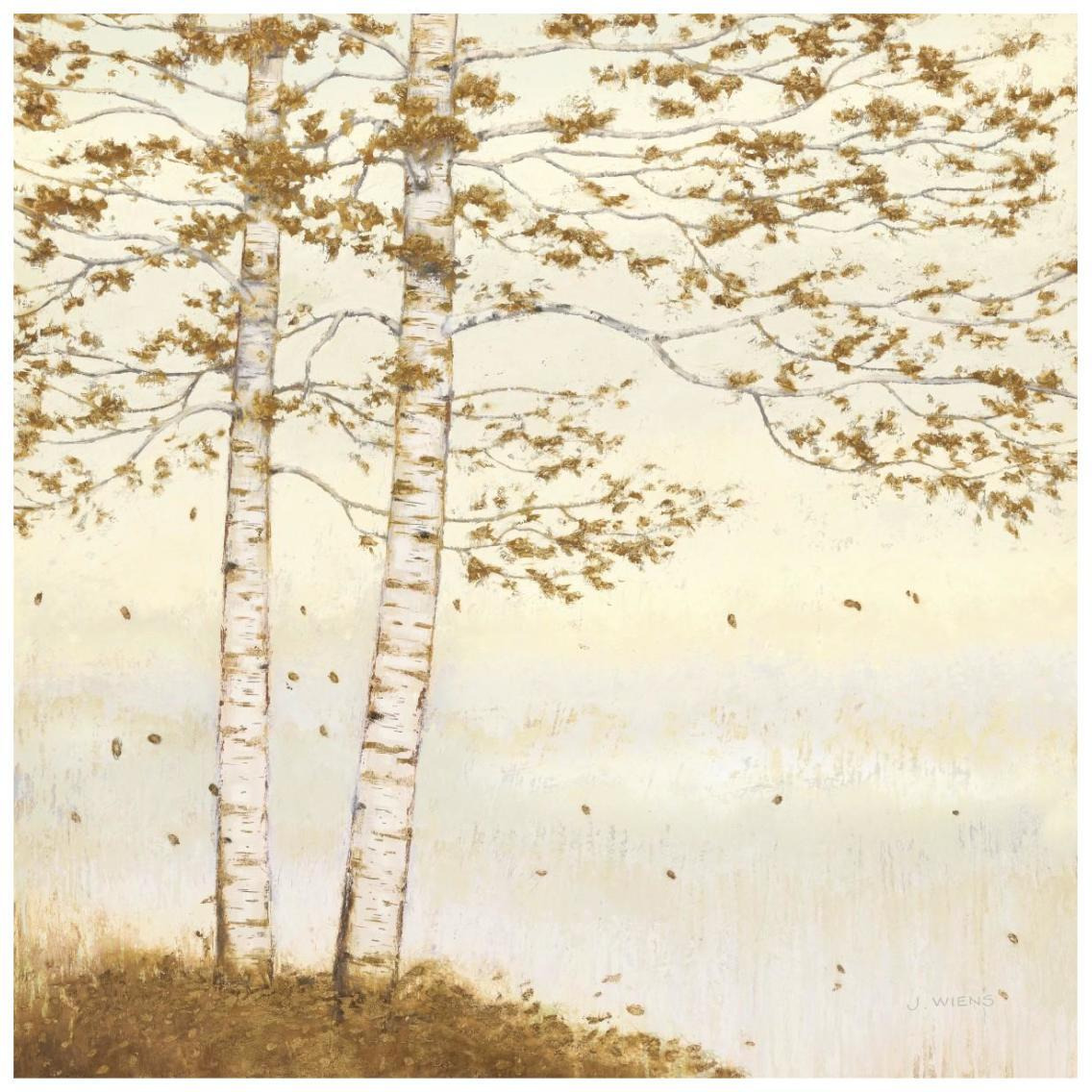 Golden Birch I Off White -Paper Art-26&quotx26"