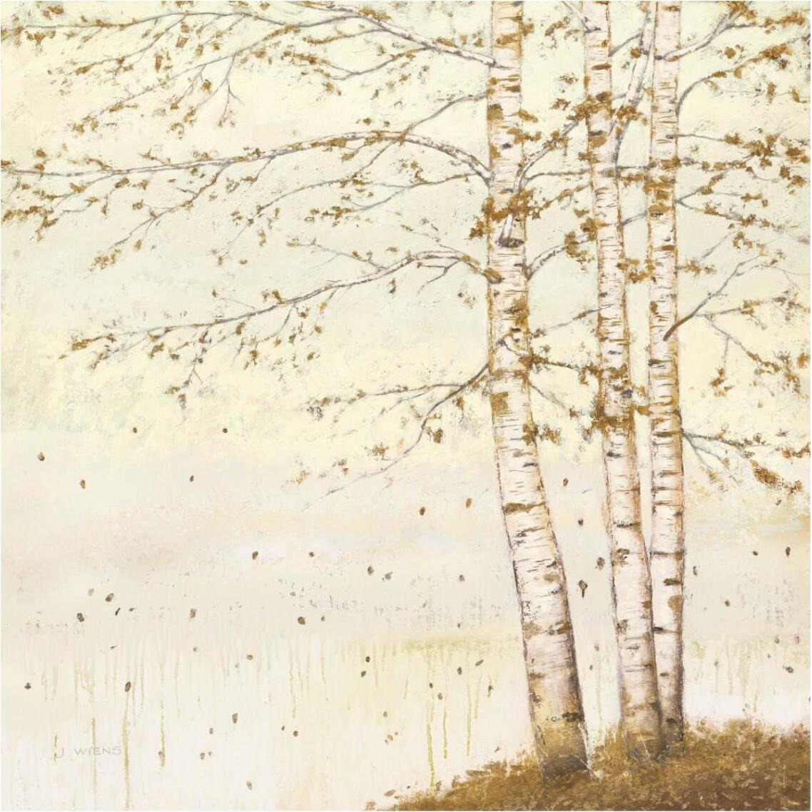 Golden Birch II Off White -Paper Art-38&quotx38"