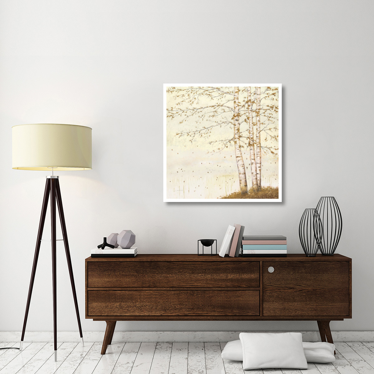 Golden Birch II Off White -Paper Art-38&quotx38"