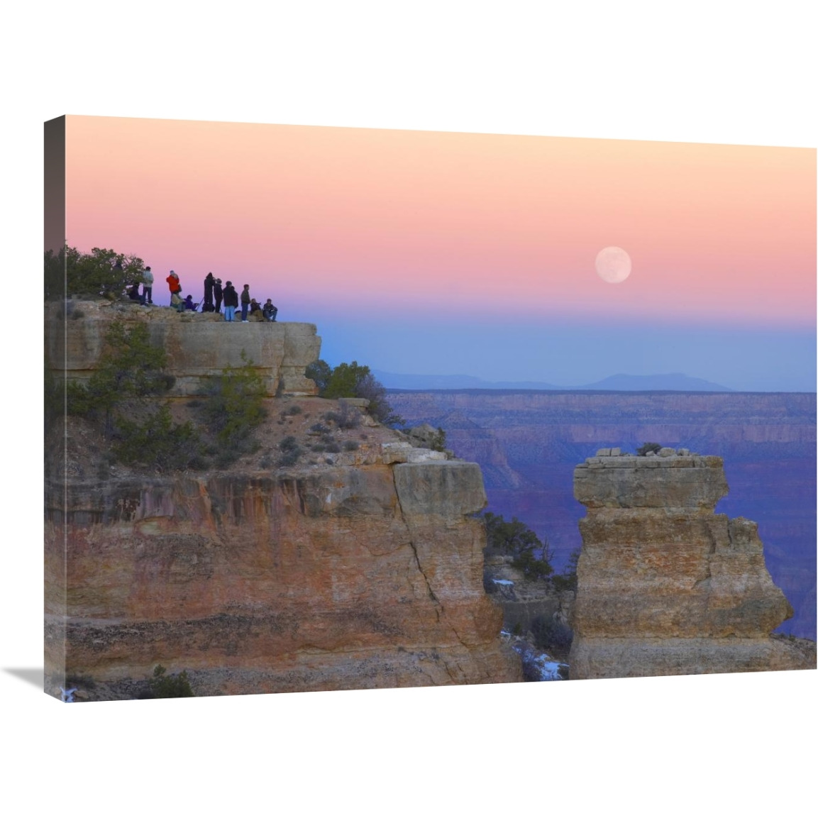 Tourists enjoying sunset and rising full moon at Yaki Point, Grand Canyon National Park, Arizona-Canvas Art-32&quotx24"