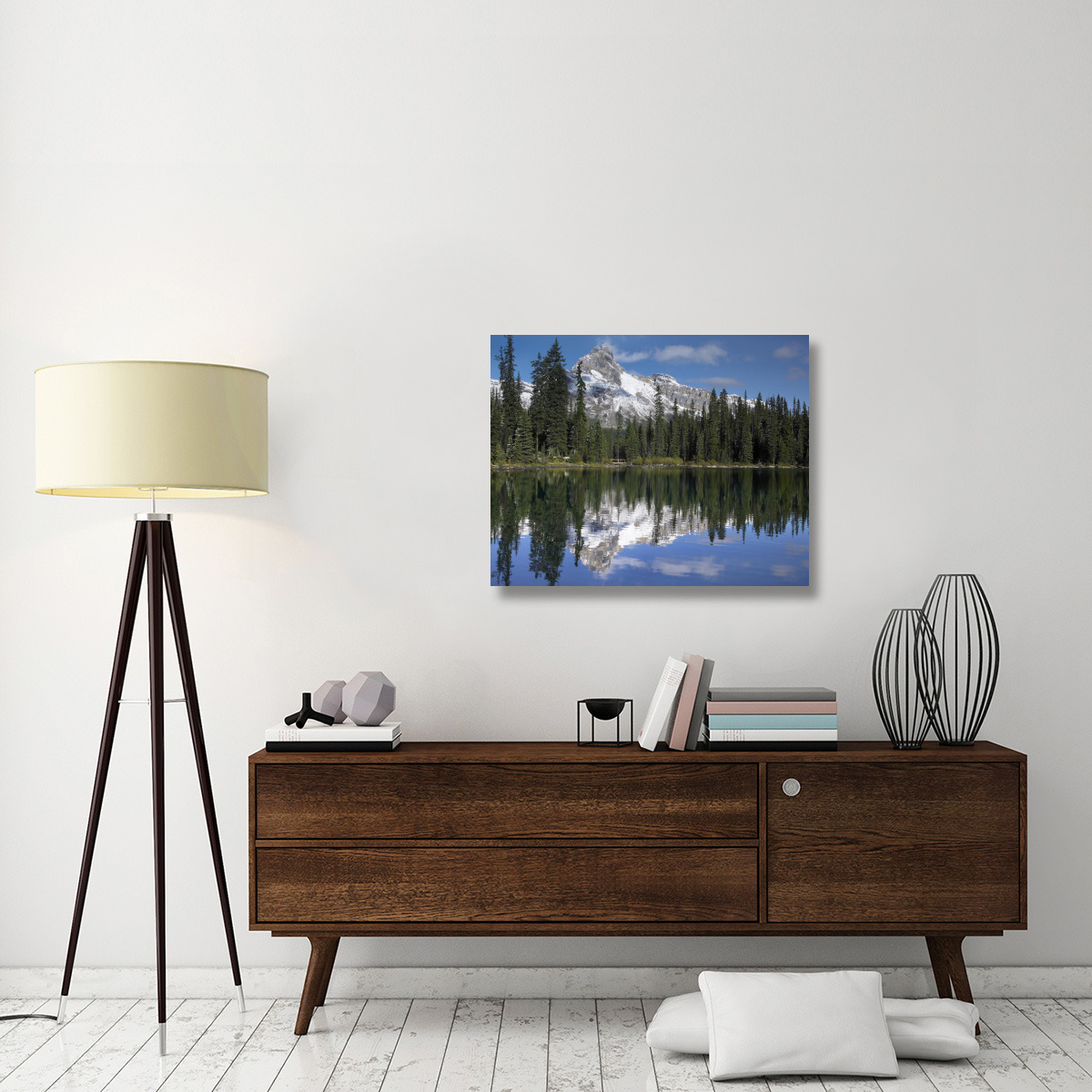 Wiwaxy Peaks and Cathedral Mountain at Lake O&quotHara, Yoho National Park, British Columbia, Canada-Canvas Art-35&quotx28"