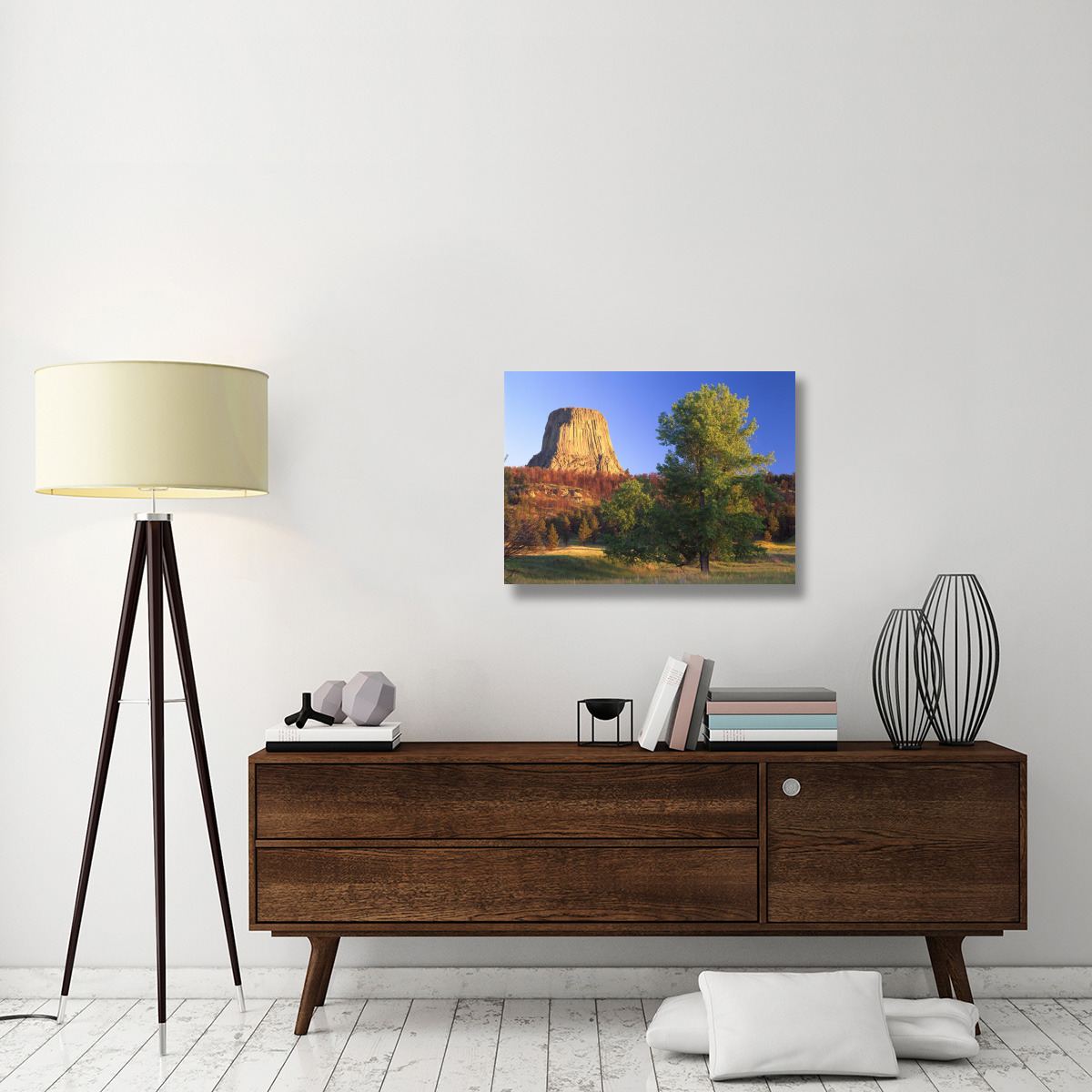 Devil&quots Tower National Monument showing famous basalt tower, sacred site for Native Americans, Wyoming-Canvas Art-32&quotx24"