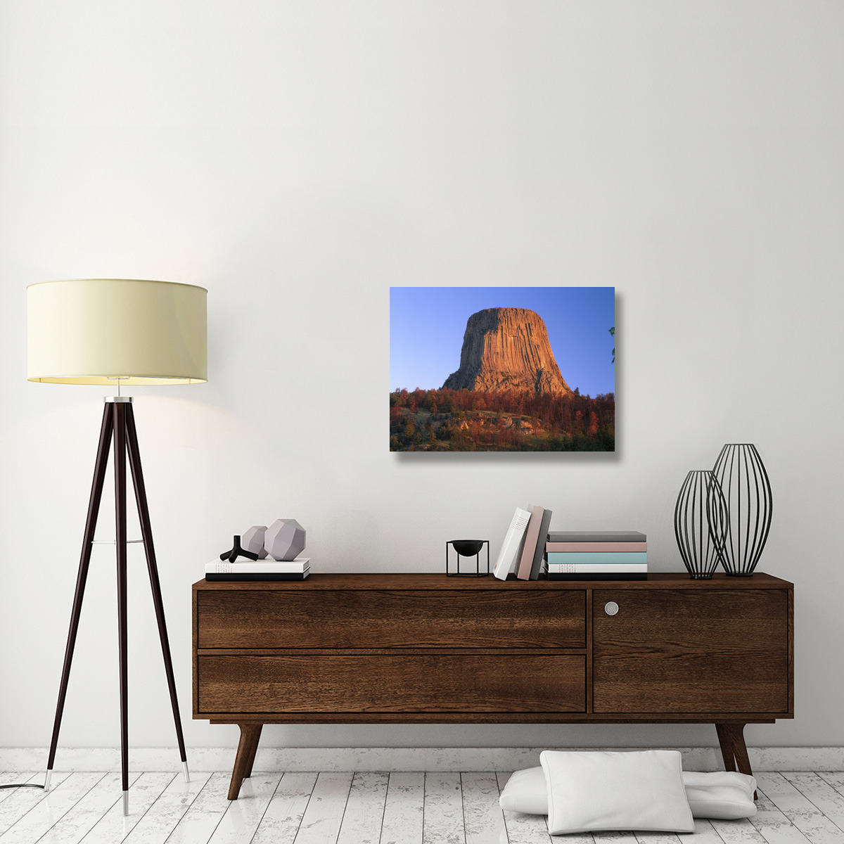 Devil&quots Tower National Monument showing famous basalt tower, sacred site for Native Americans, Wyoming-Canvas Art-32&quotx24"