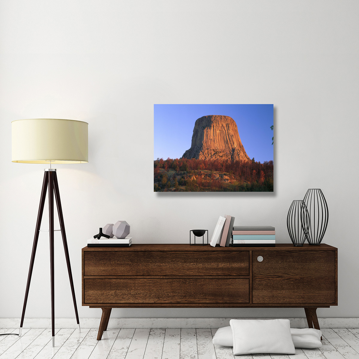 Devil&quots Tower National Monument showing famous basalt tower, sacred site for Native Americans, Wyoming-Canvas Art-40&quotx30"