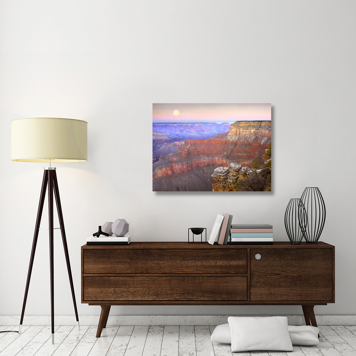 Full moon over the Grand Canyon at sunset as seen from Pima Point, Grand Canyon National Park, Arizona-Canvas Art-40&quotx30"