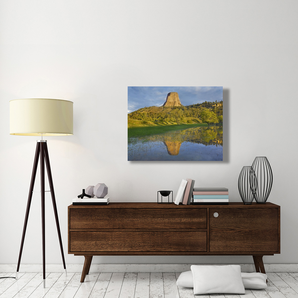 Devil&quots Tower National Monument showing famous basalt tower, sacred site for Native Americans, Wyoming-Canvas Art-40&quotx30"
