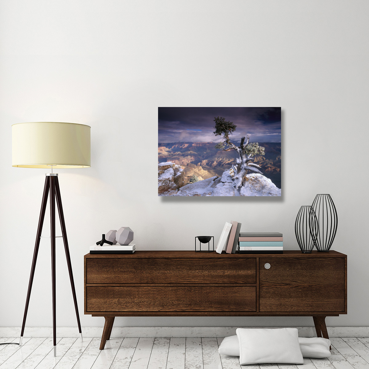 South Rim of Grand Canyon with a dusting of snow seen from Yaki Point, Grand Canyon National Park, Arizona-Canvas Art-40&quotx30"