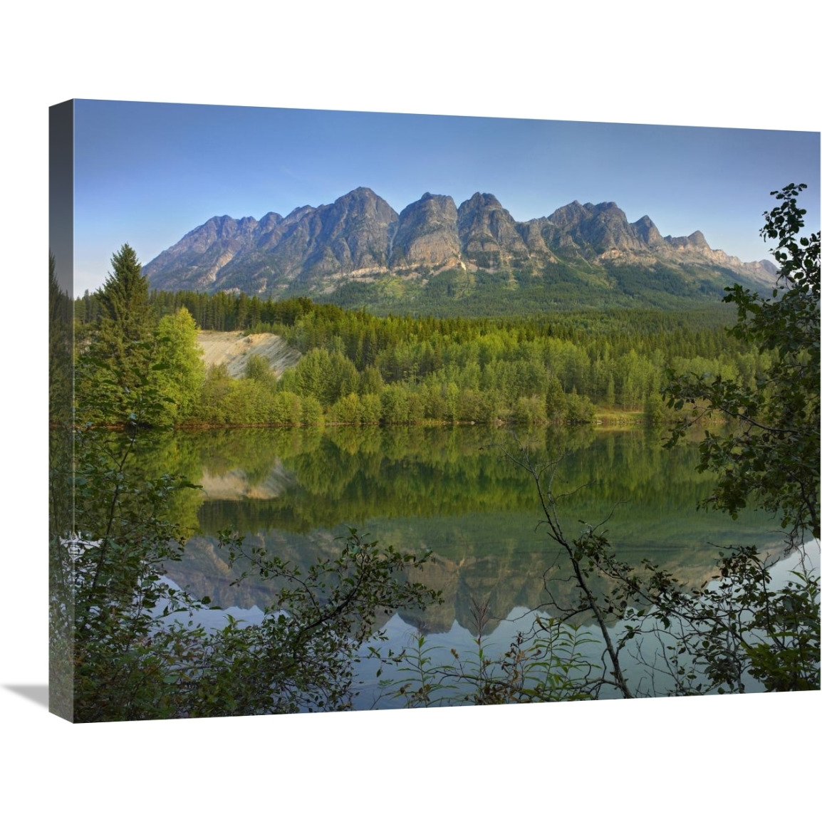 Yellowhead Mountain and Yellowhead Lake with boreal forest, Mount Robson Provinvial Park, British Columbia, Canada-Canvas Art-28&quotx22"