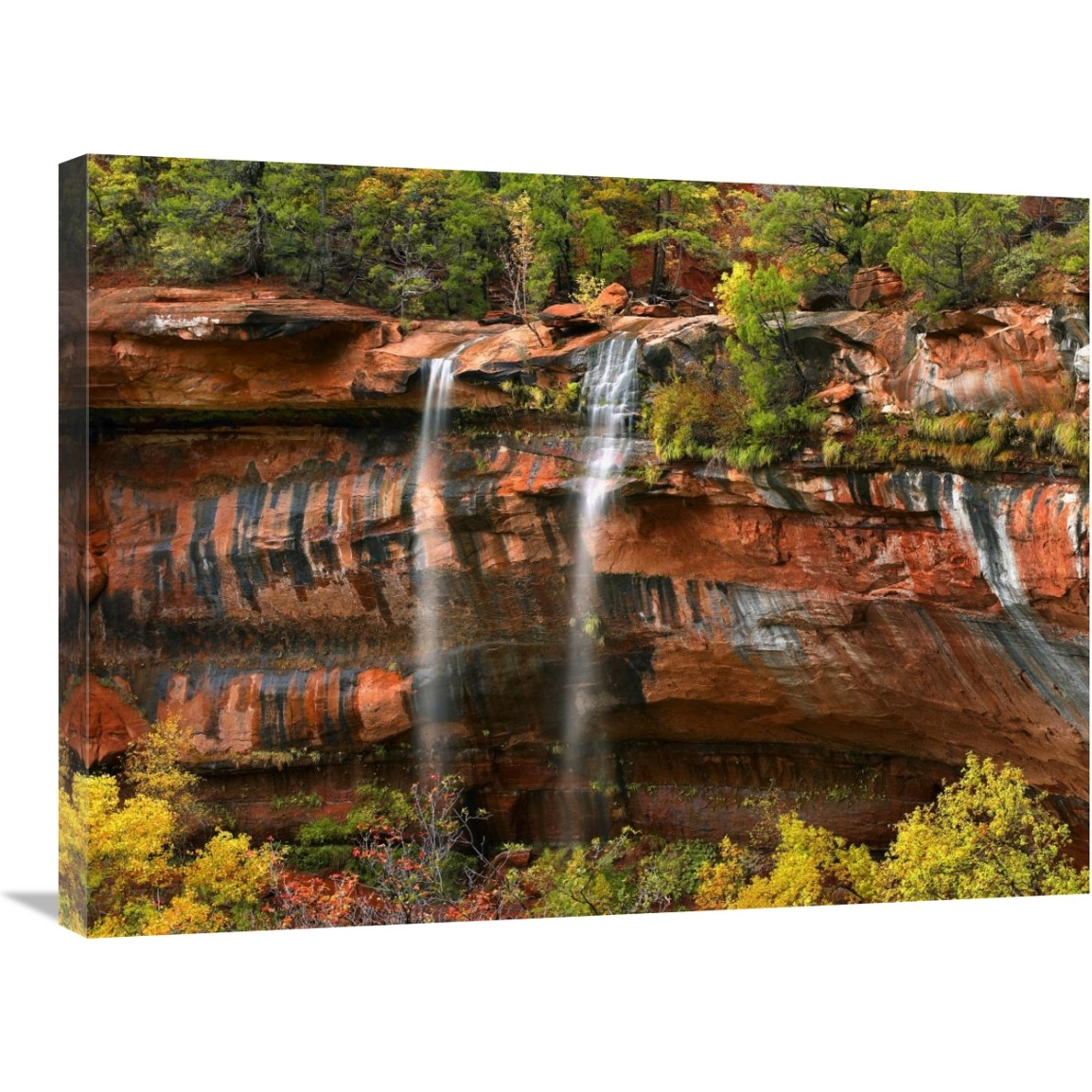 Cascades tumbling 110 feet at Emerald Pools, Zion National Park, Utah-Canvas Art-32&quotx24"