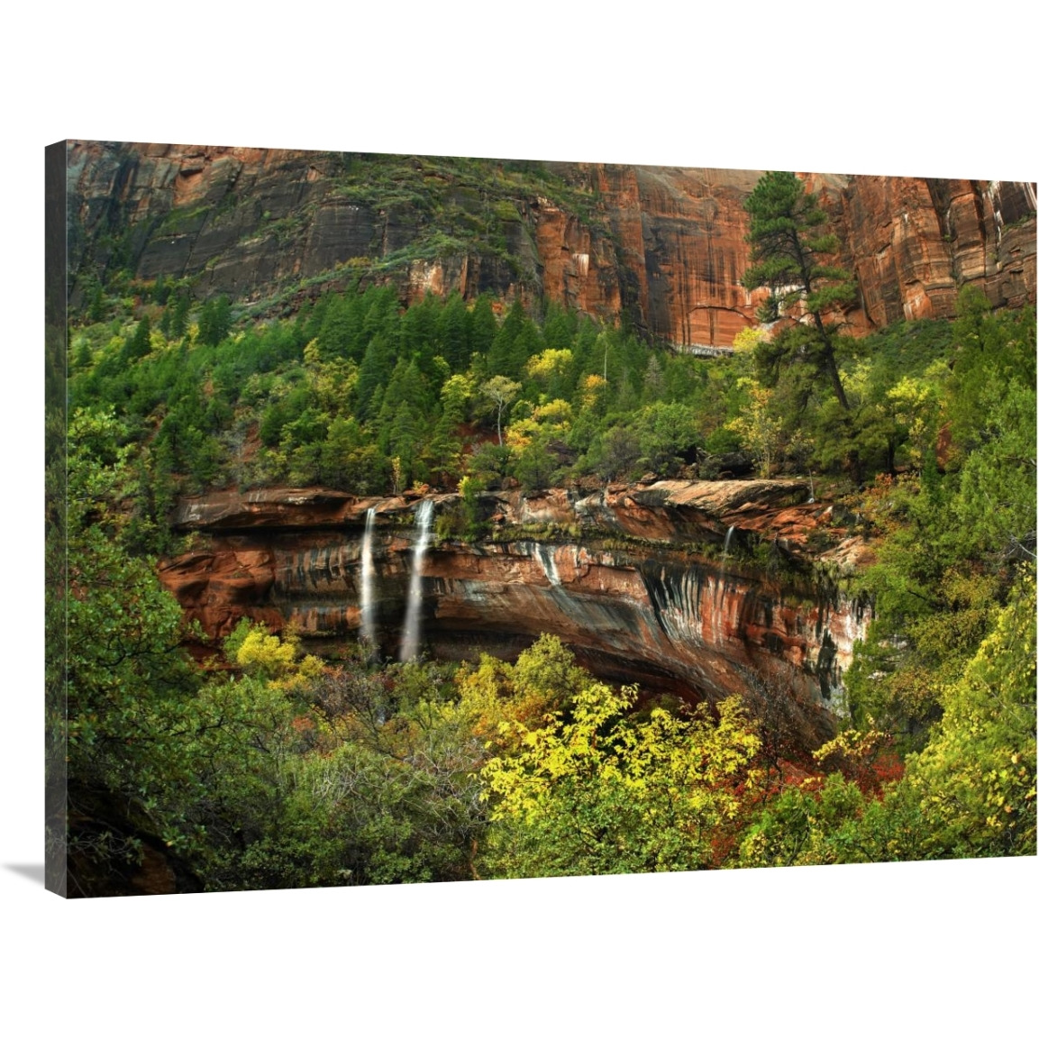 Cascades tumbling 110 feet at Emerald Pools, Zion National Park, Utah-Canvas Art-40&quotx30"