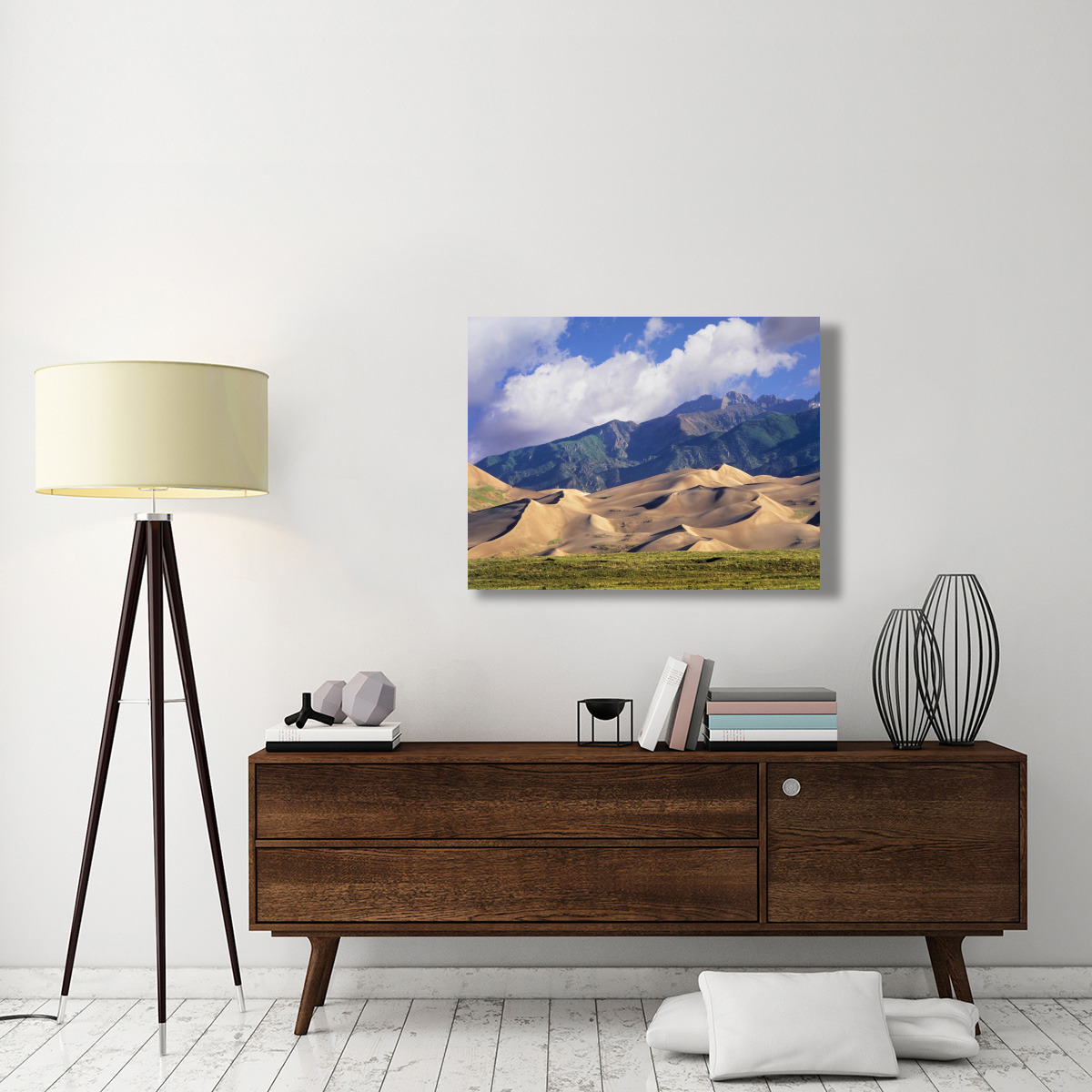 Sand dunes with Sangre de Cristo Mountains in the background, Great Sand Dunes National Park and Preserve, Colorado-Canvas Art-40&quotx30"