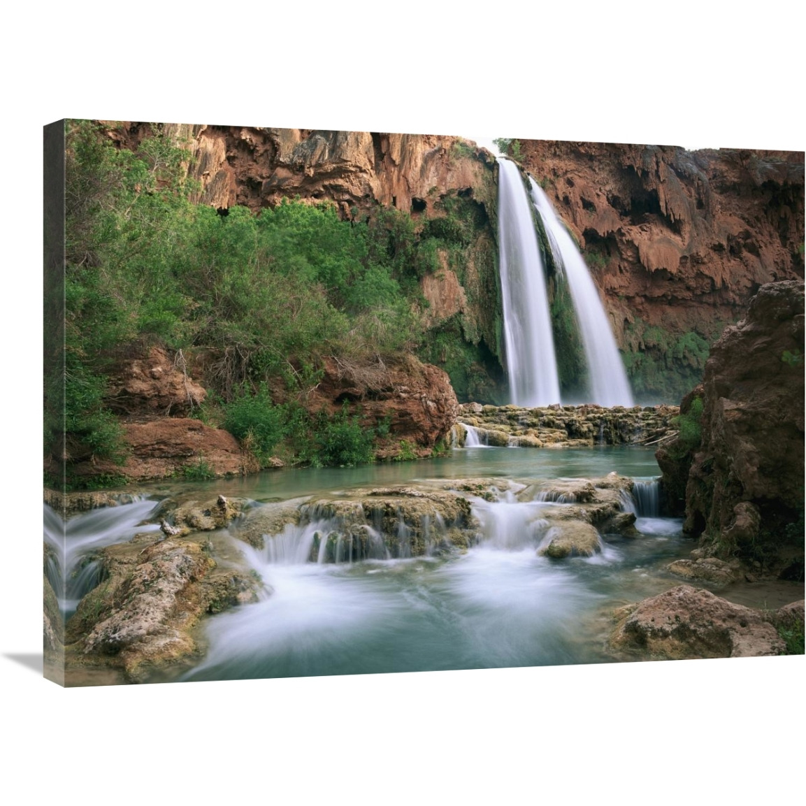 Havasu Creek, lined with Cottonwood trees, Havasu Falls, Grand Canyon, Arizona-Canvas Art-32&quotx24"