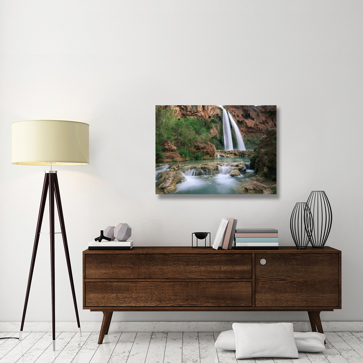 Havasu Creek, lined with Cottonwood trees, Havasu Falls, Grand Canyon, Arizona-Canvas Art-40&quotx30"