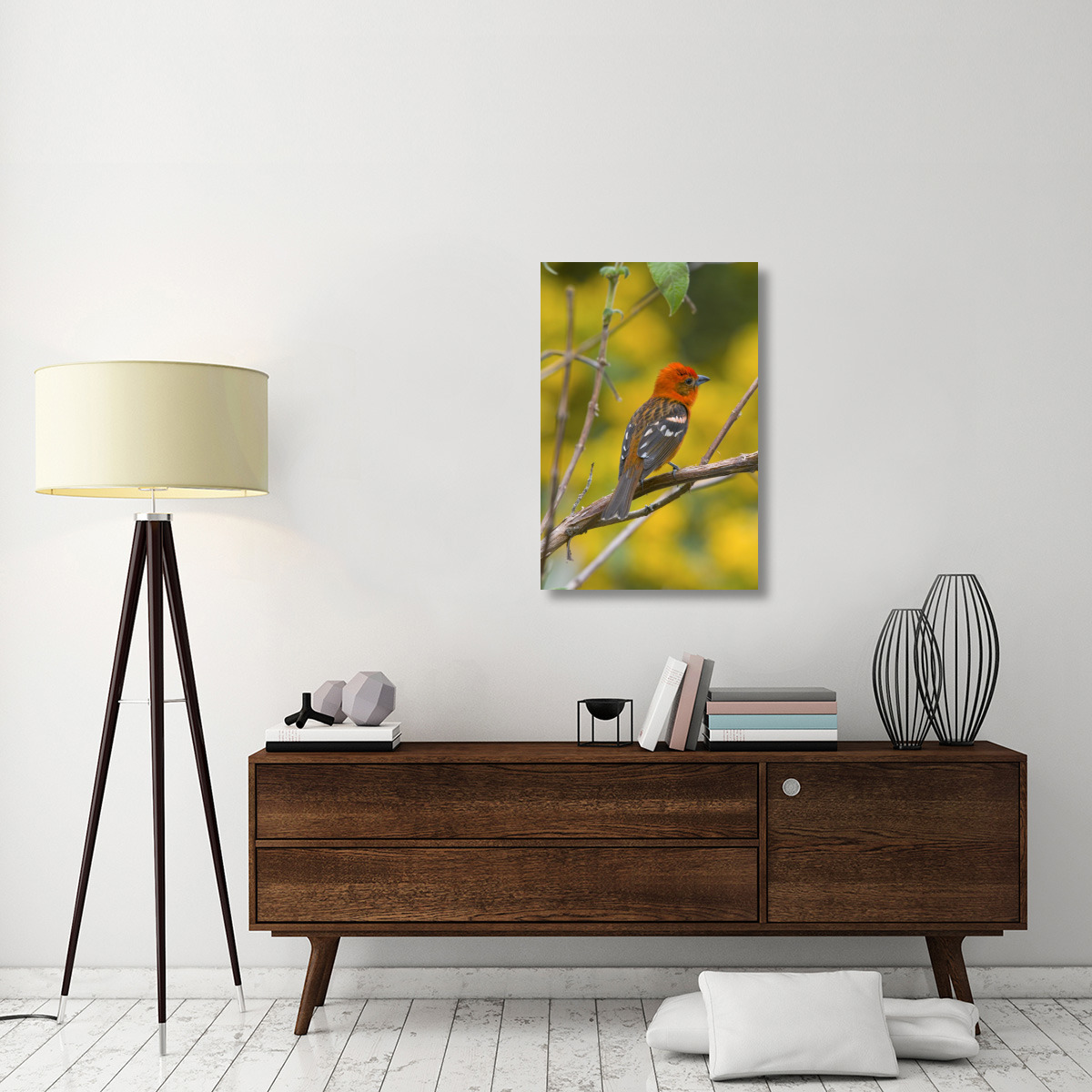 Flame-colored Tanager male, Costa Rica-Canvas Art-24&quotx36"