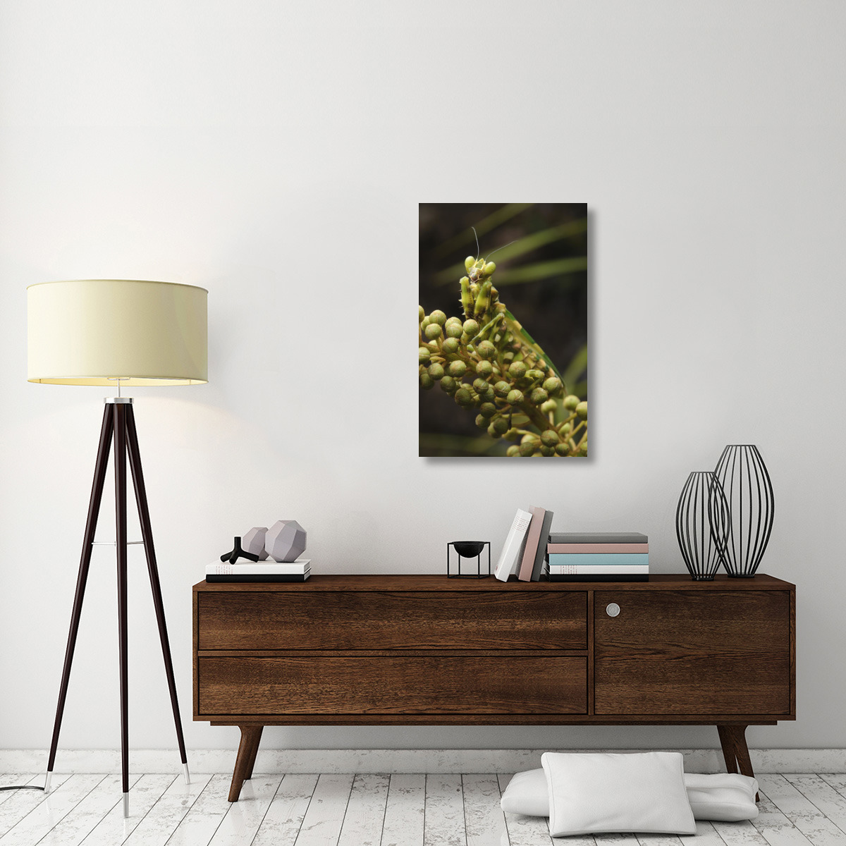 Mantis on Pitcher Plant-Canvas Art-24&quotx36"