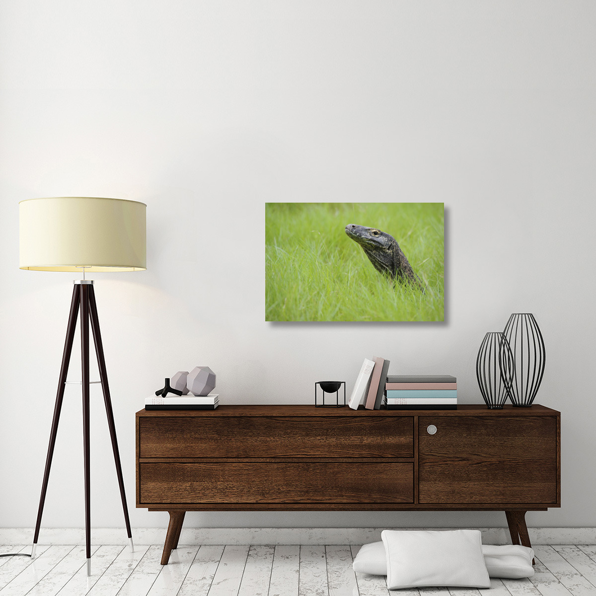 Komodo Dragon in grass, Nusa Tenggara, Indonesia-Canvas Art-36&quotx24"
