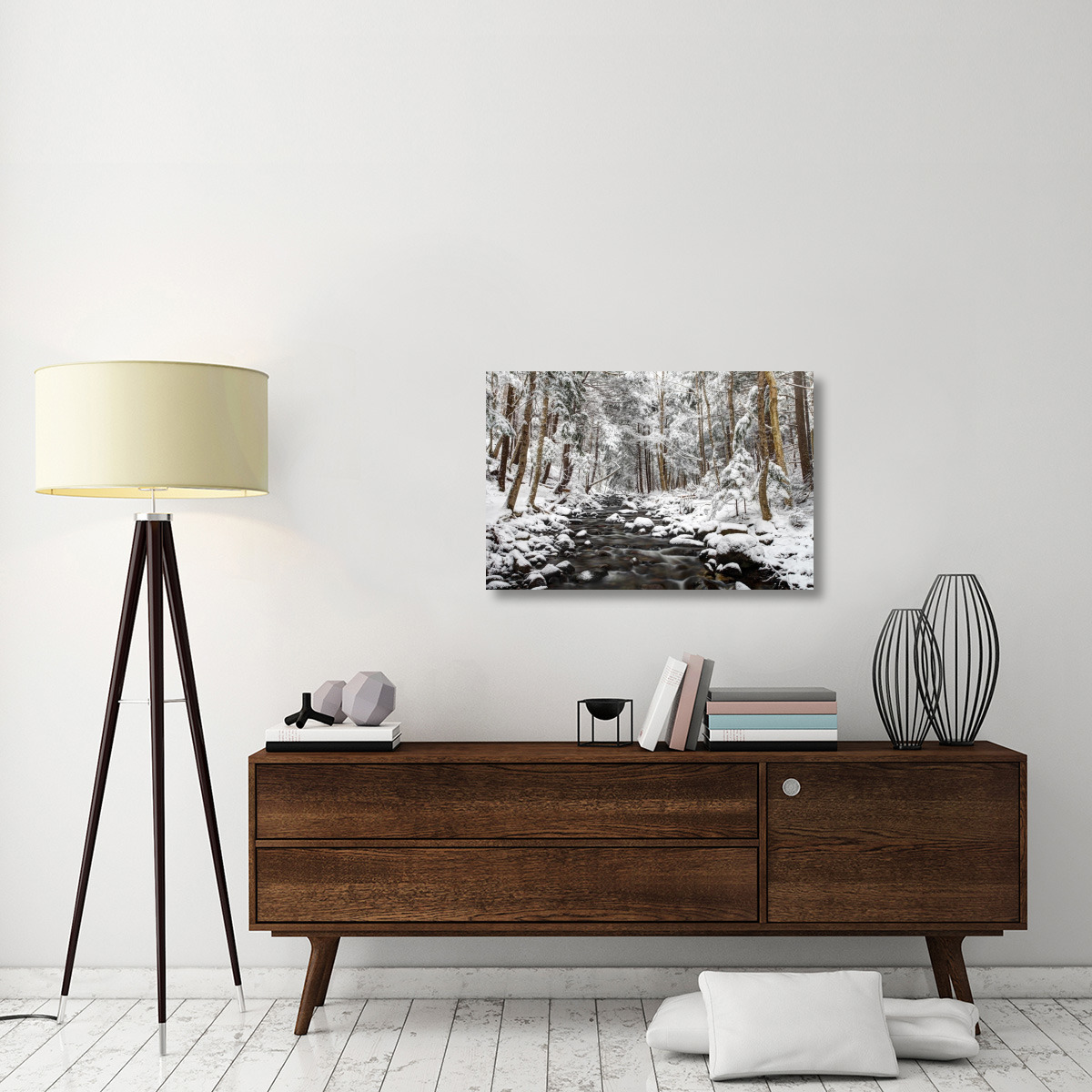 Stream in winter, Nova Scotia, Canada-Canvas Art-36&quotx24"