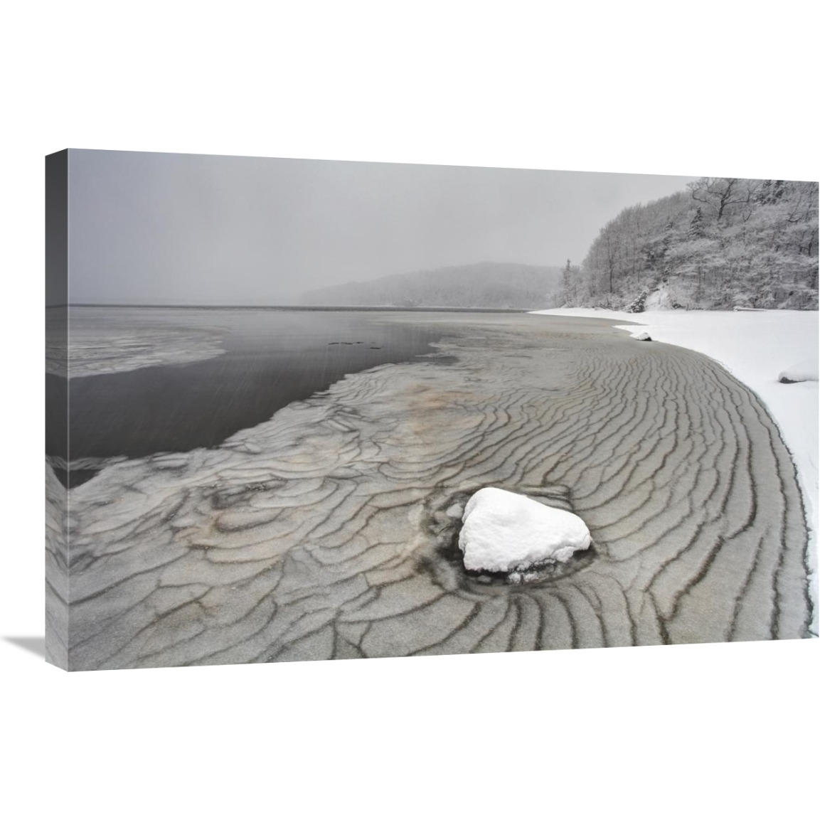 Pleated ice along lake shore in winter, Nova Scotia, Canada-Canvas Art-30&quotx20"