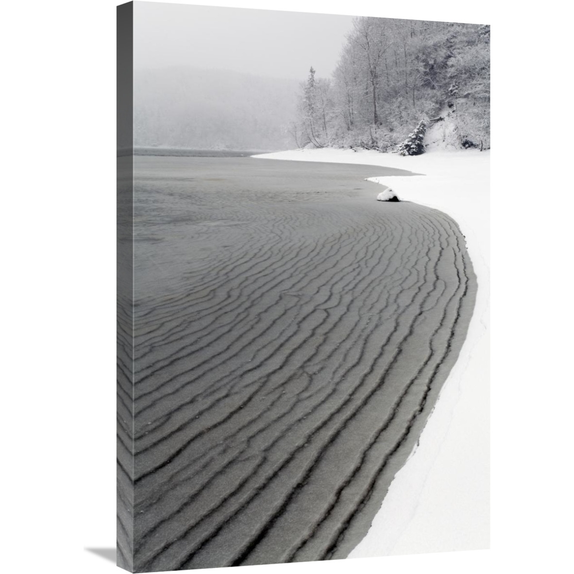 Pleated ice along lake shore in winter, Nova Scotia, Canada-Canvas Art-20&quotx30"