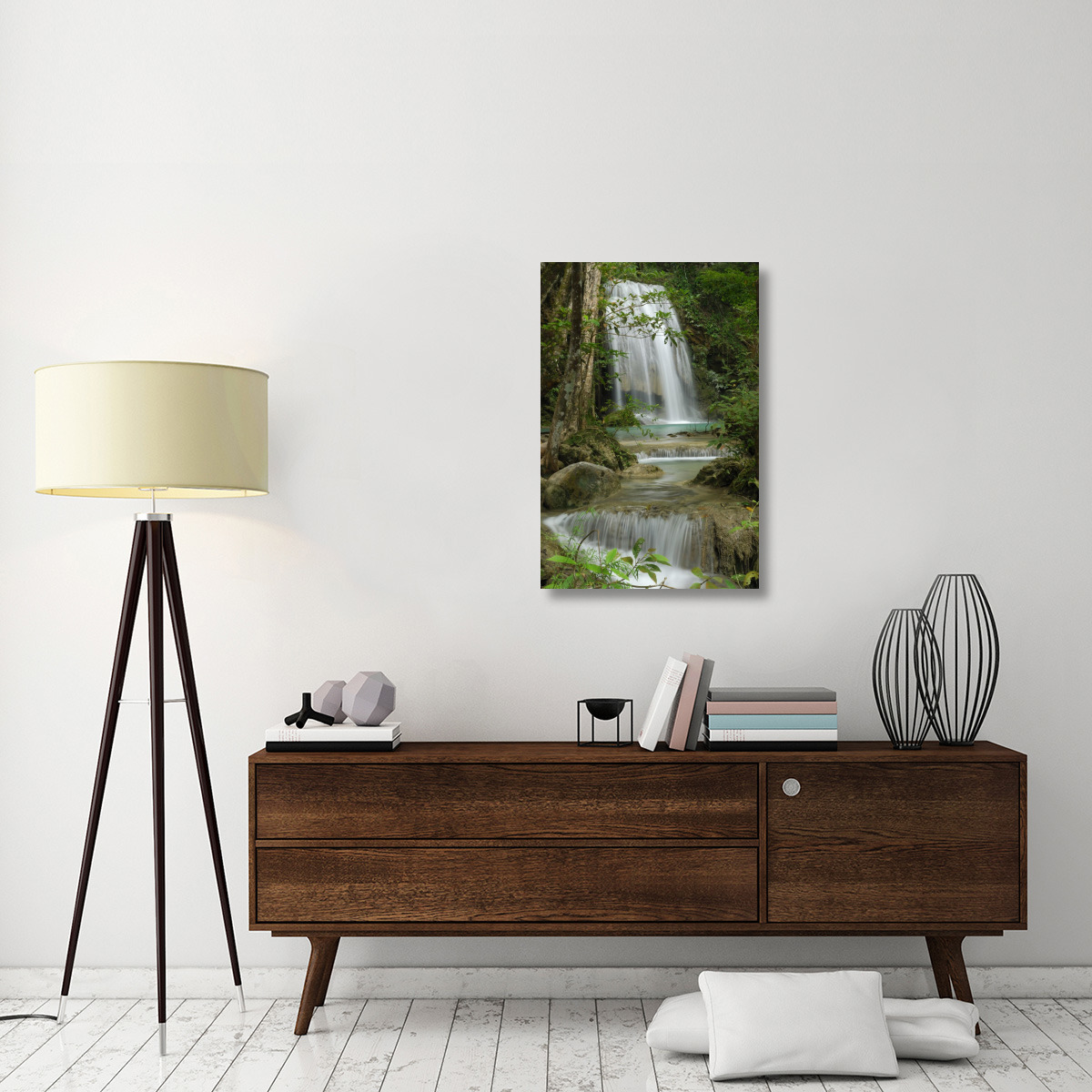 Seven Step Waterfall in monsoon forest, Erawan National Park, Thailand-Canvas Art-24&quotx36"