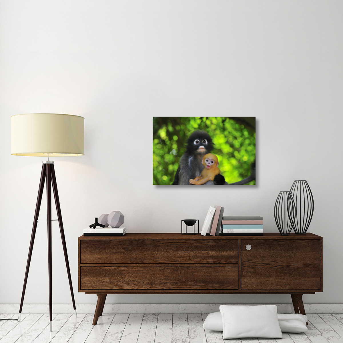 Dusky Leaf Monkey mother with baby, Khao Sam Roi Yot National Park, Thailand-Canvas Art-36&quotx24"
