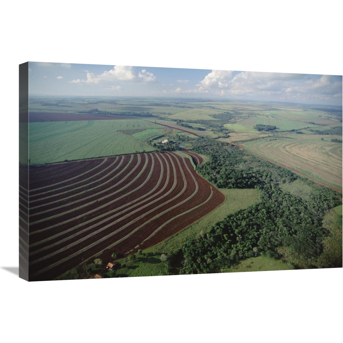 Farming region with forest remnants, southern Brazil-Canvas Art-30&quotx20"