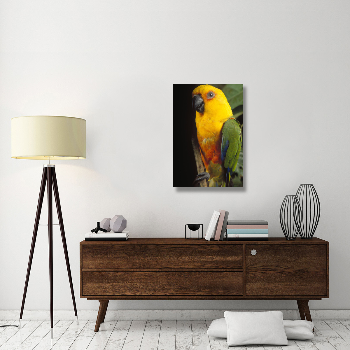 Yellow-faced Parrot portrait, threatened, southern Brazil-Canvas Art-24&quotx36"